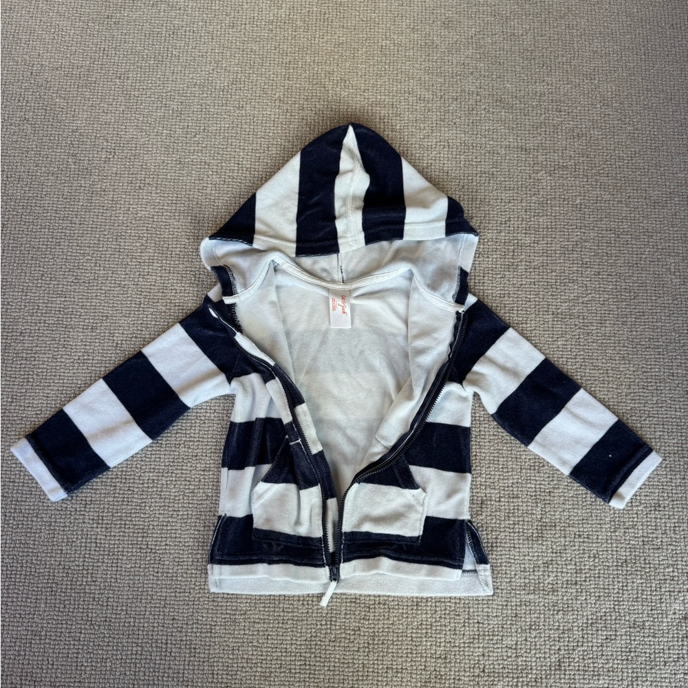 Cat & Jack Terry Cloth Navy Blue & White Striped Beach Cover Up (Size 4T) - Picture 3 of 4